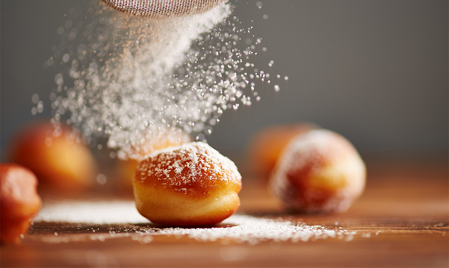 Donuts with powdered sugar