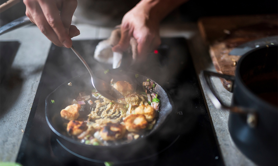 Food in a skillet