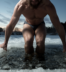 Man about to dip into icy water
