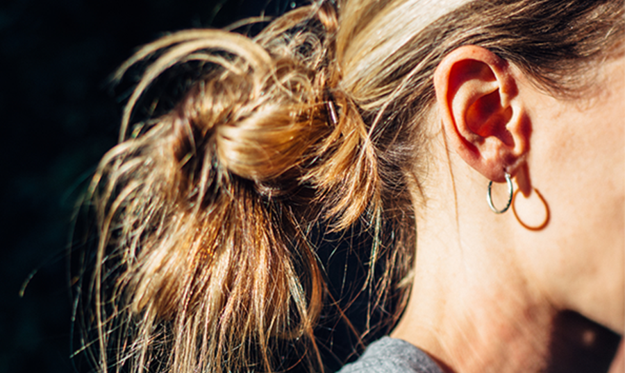 side of woman's head