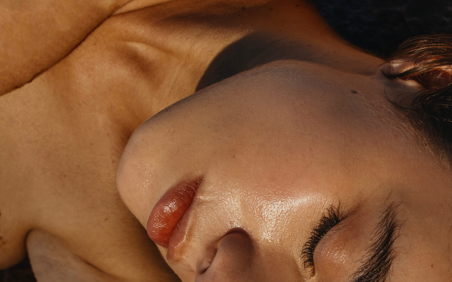 Woman's glowing face