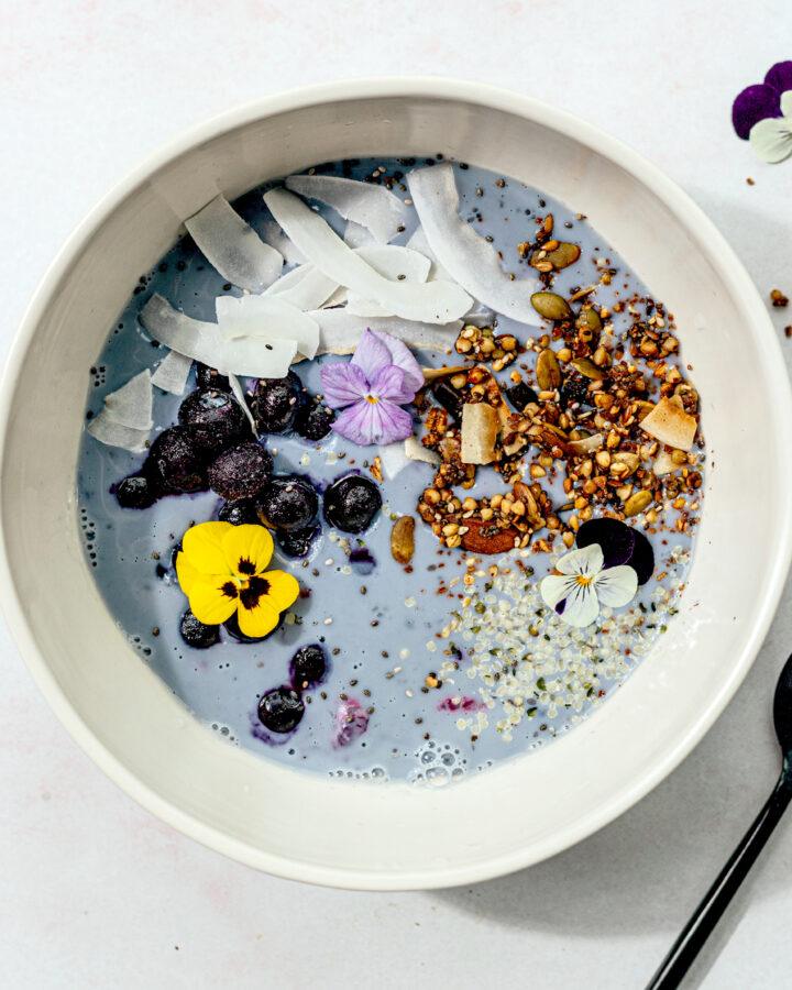 a smoothie bowl blended with blueberries and kale can be a helpful calcium booster